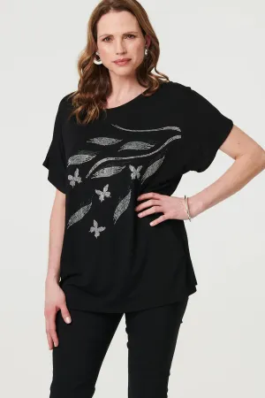 Sparkly Embellished Relaxed T-Shirt